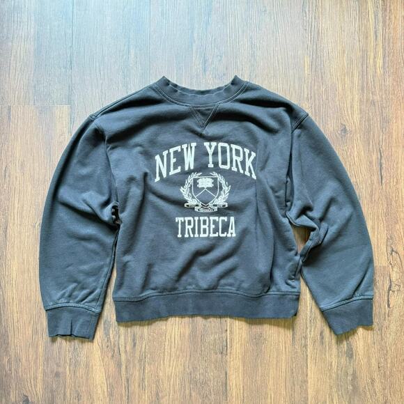 H&M New York Tribeca Sweatshirt Black Pullover Crewneck XS - Picture 1 of 4